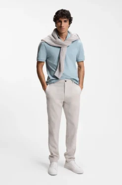 Stretch-cotton slim-fit polo shirt with logo patch