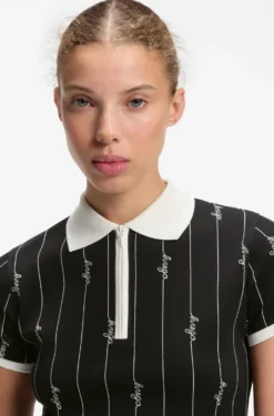 Stretch-cotton slim-fit polo with logo pinstripes