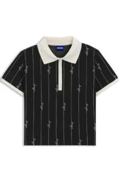 Stretch-cotton slim-fit polo with logo pinstripes
