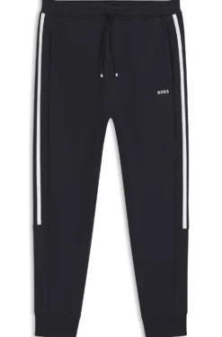 Stretch-cotton tracksuit bottoms with stripe insert