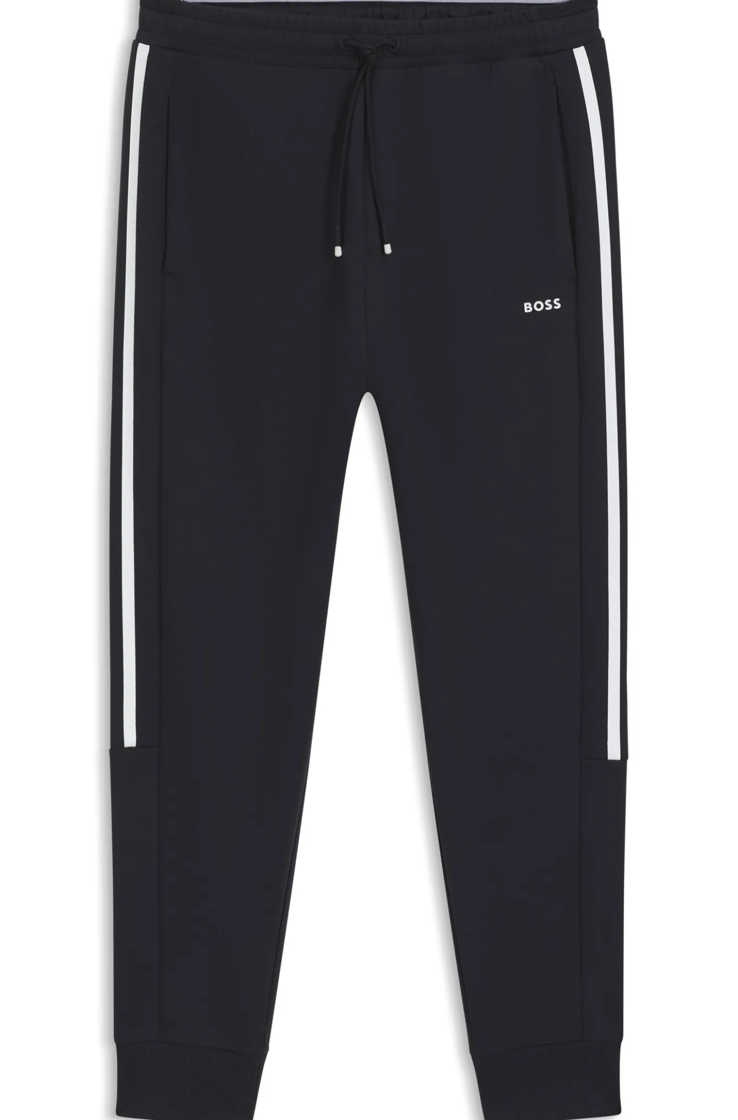 Stretch-cotton tracksuit bottoms with stripe insert