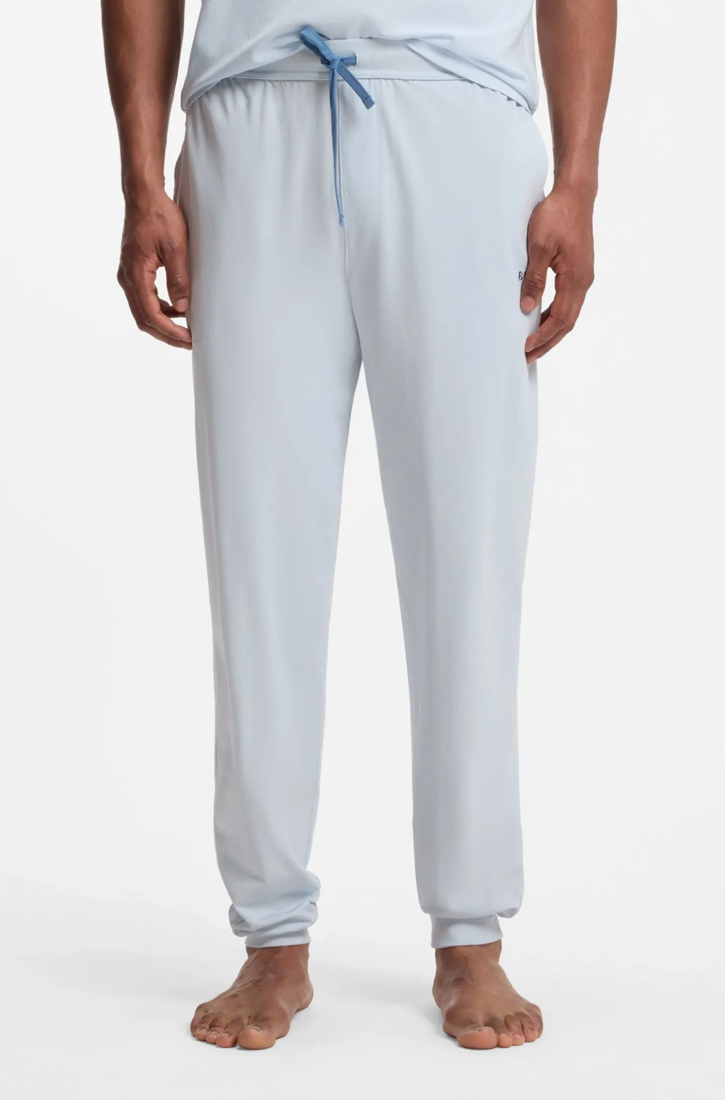 Stretch-cotton tracksuit bottoms with embroidered logo