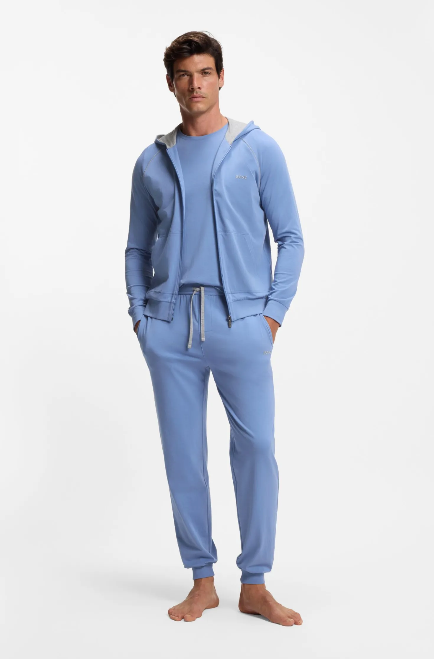 Stretch-cotton tracksuit bottoms with embroidered logo