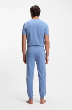 Stretch-cotton tracksuit bottoms with embroidered logo