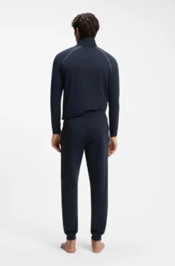 Stretch-cotton tracksuit bottoms with embroidered logo