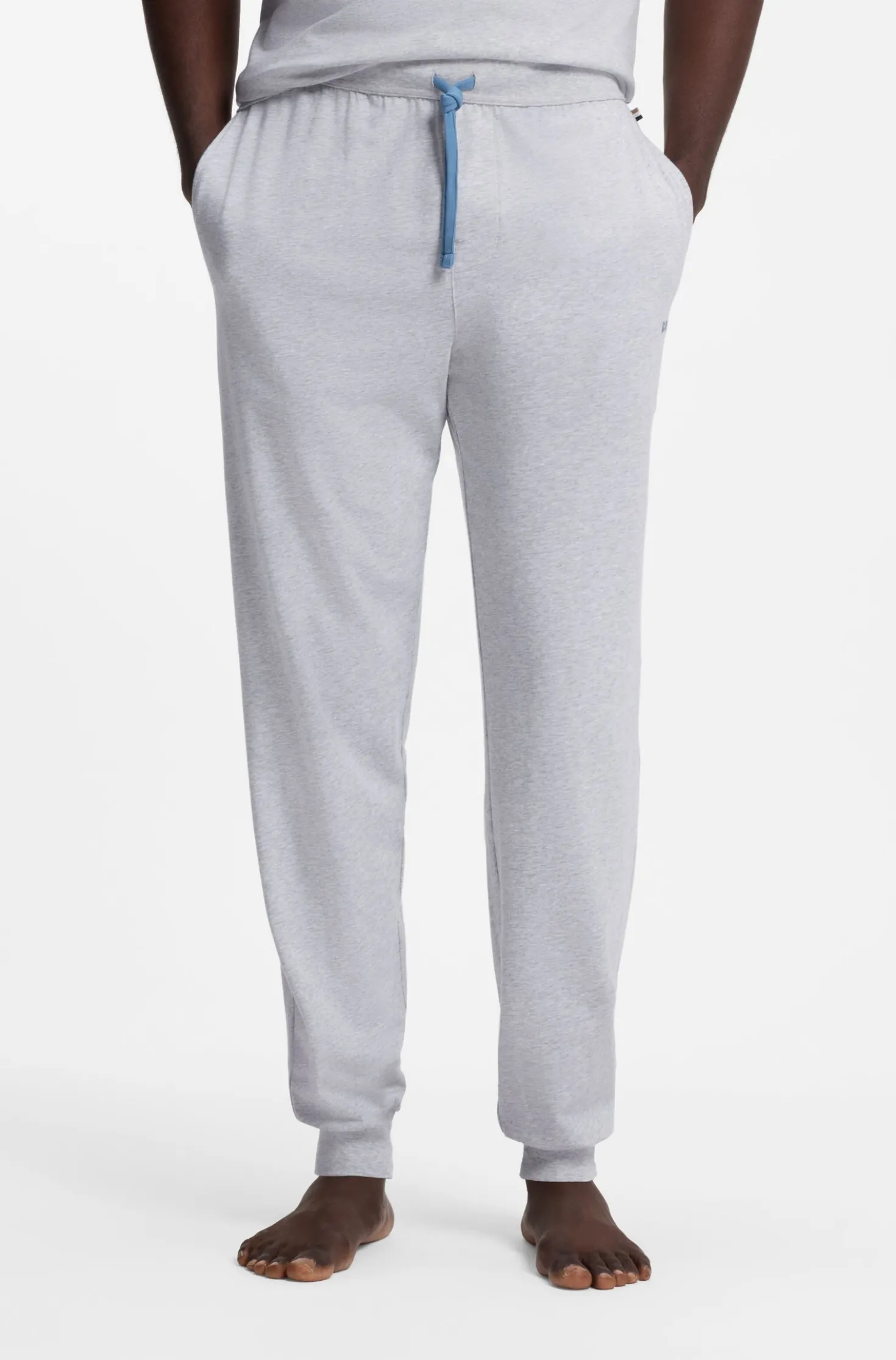 Stretch-cotton tracksuit bottoms with embroidered logo