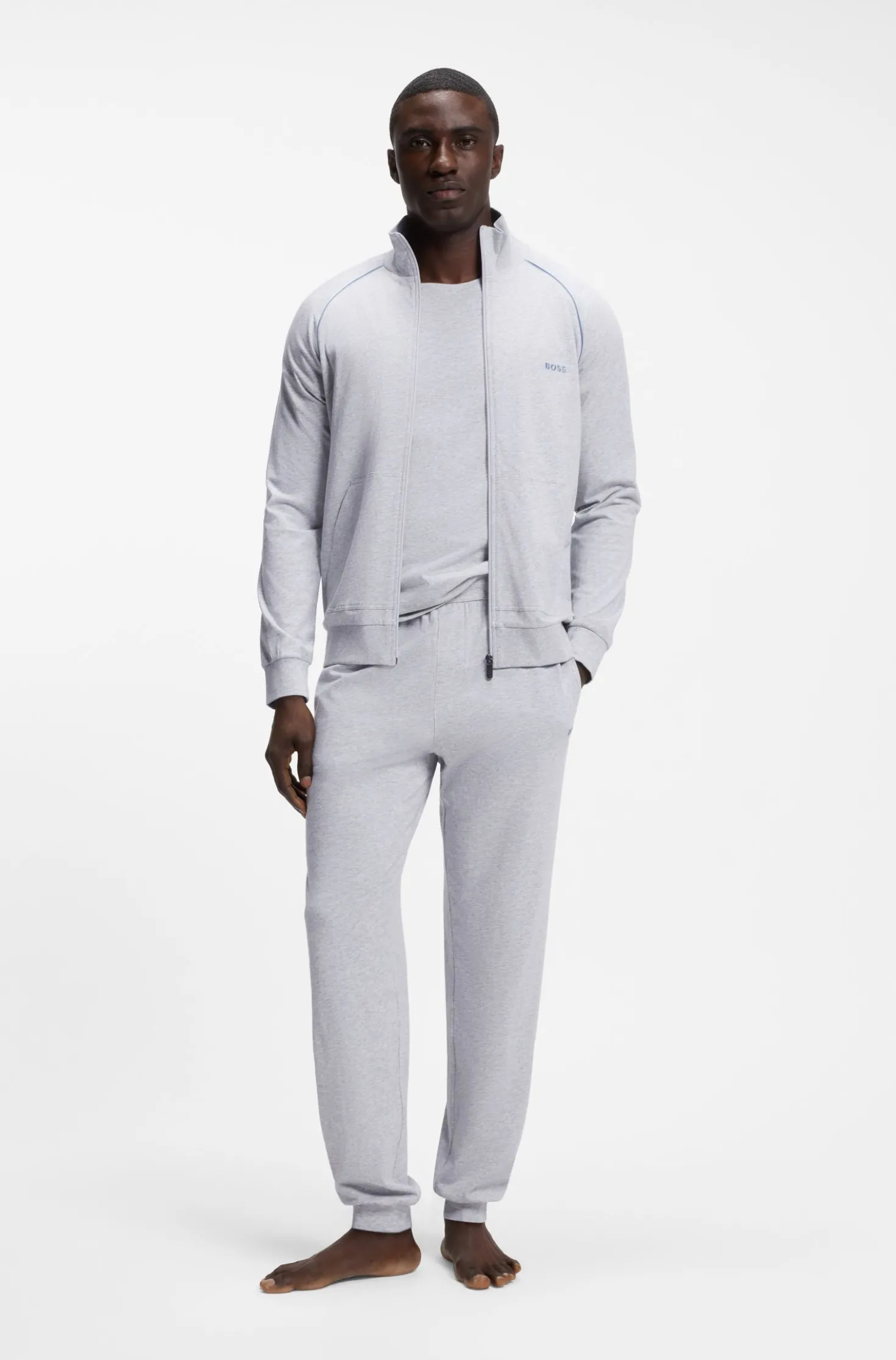 Stretch-cotton tracksuit bottoms with embroidered logo
