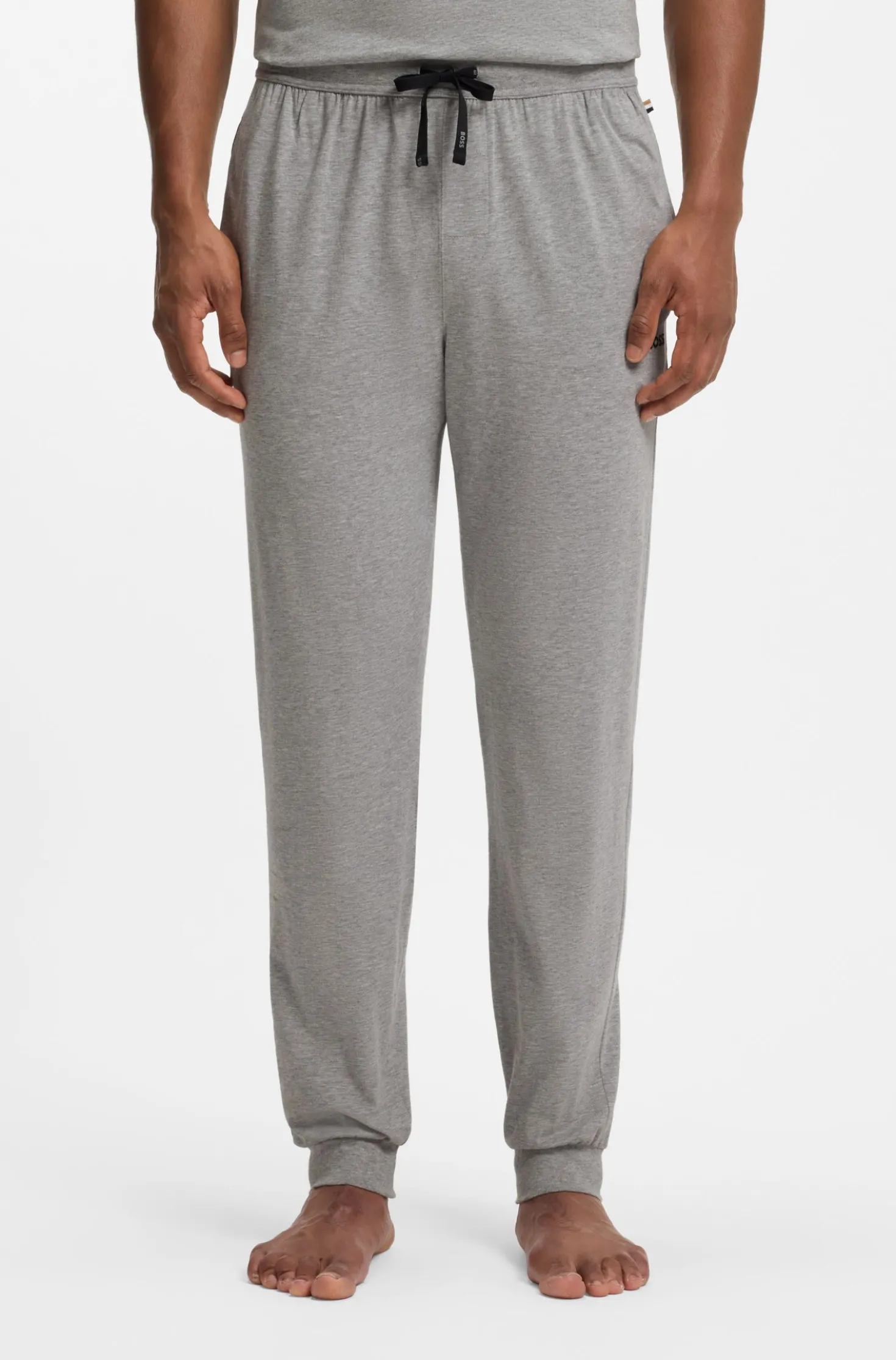 Stretch-cotton tracksuit bottoms with embroidered logo