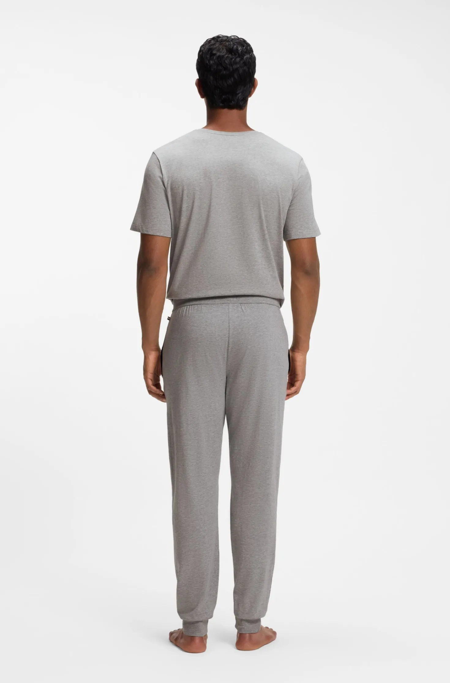 Stretch-cotton tracksuit bottoms with embroidered logo