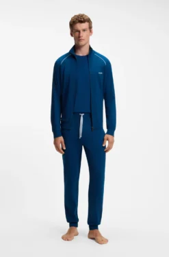 Stretch-cotton tracksuit bottoms with embroidered logo
