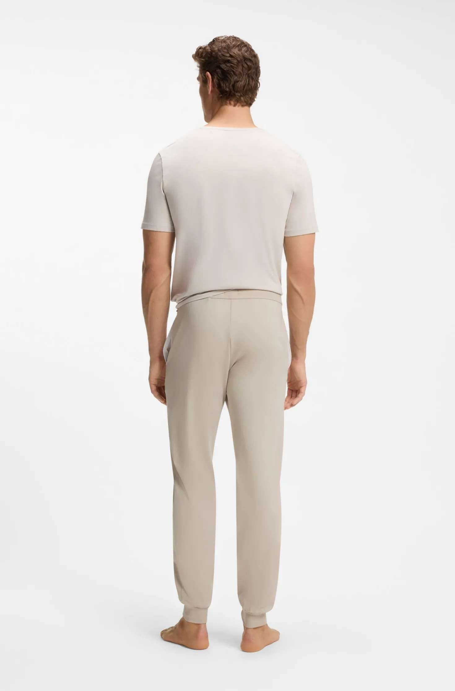 Stretch-cotton tracksuit bottoms with embroidered logo