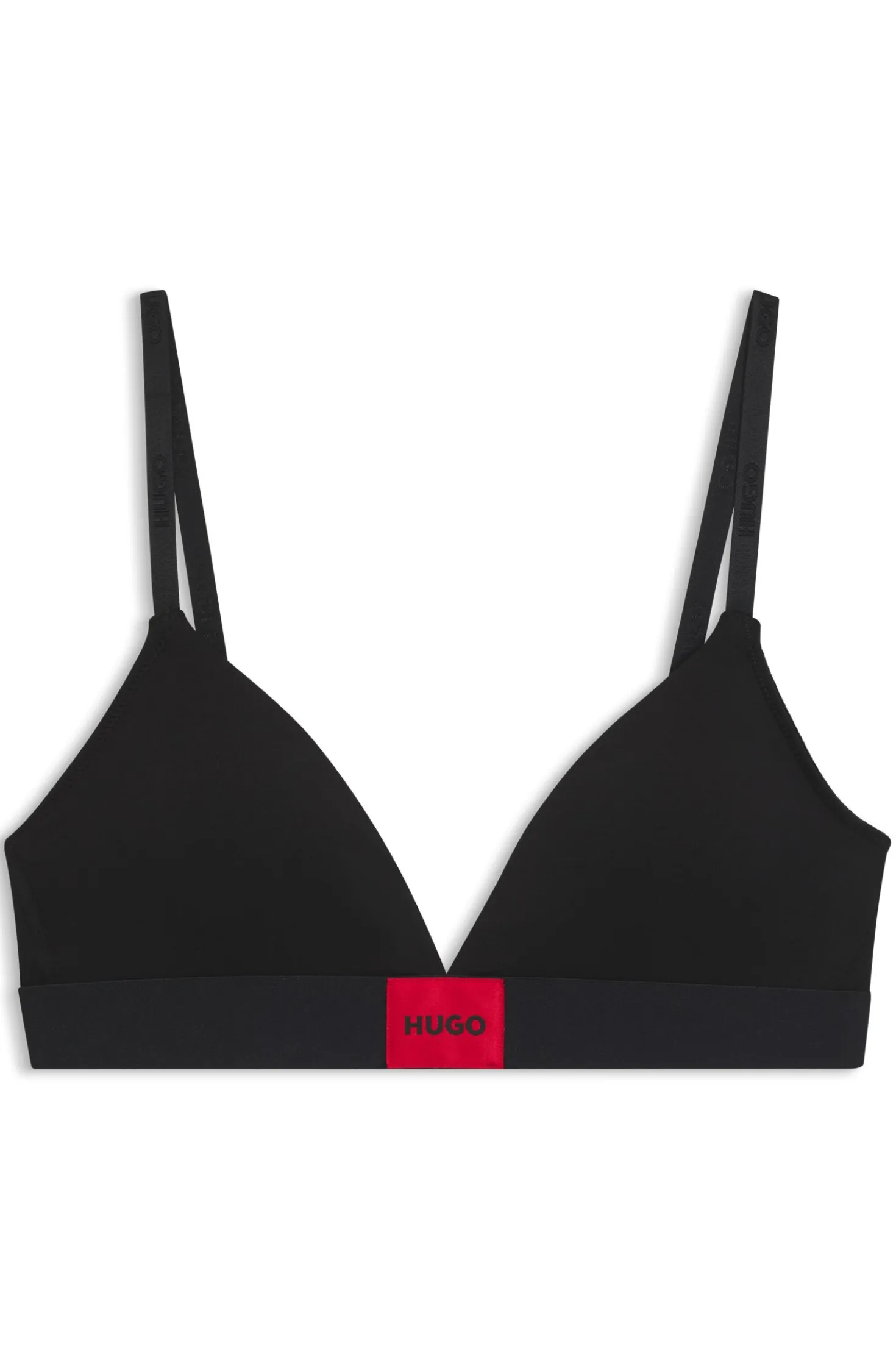 Stretch-cotton triangle bra with red logo
