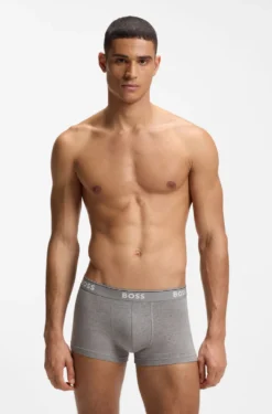 Stretch-cotton trunks with repeat logos