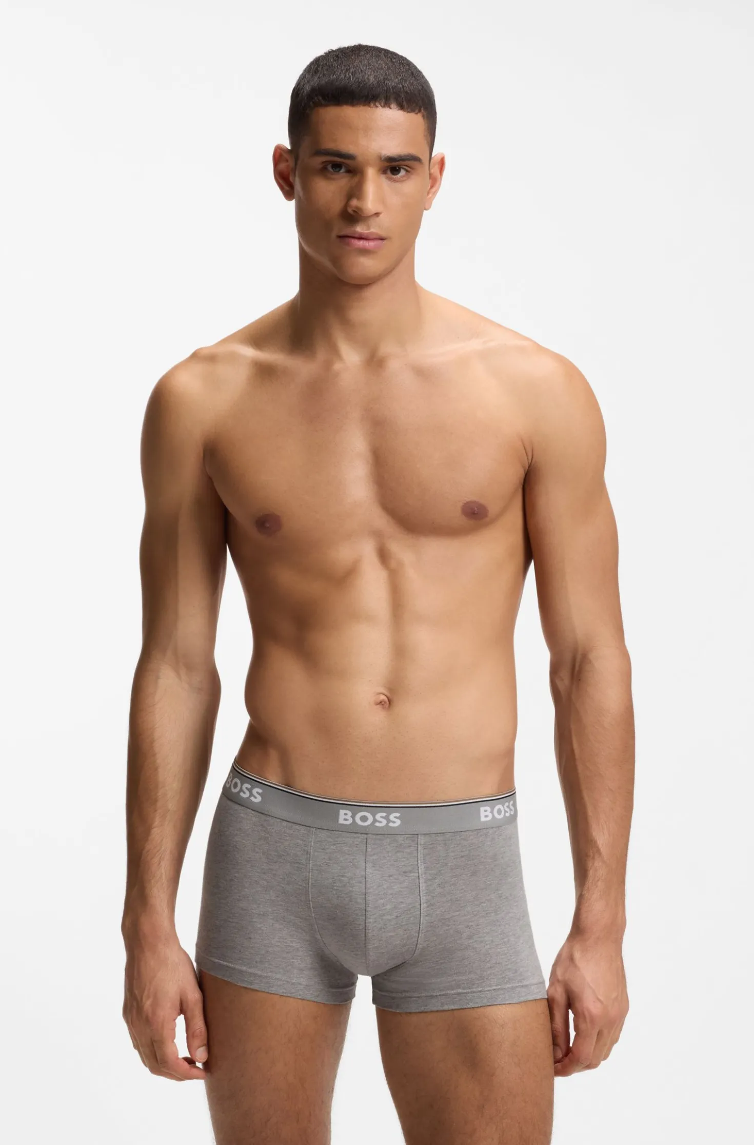 Stretch-cotton trunks with repeat logos