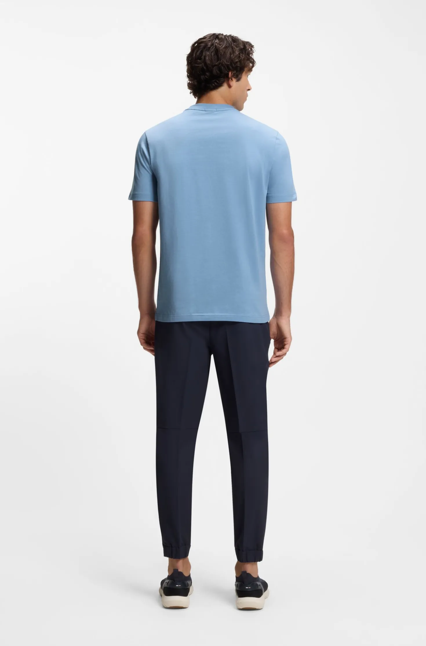 Stretch-cotton T-shirt with contrast logo