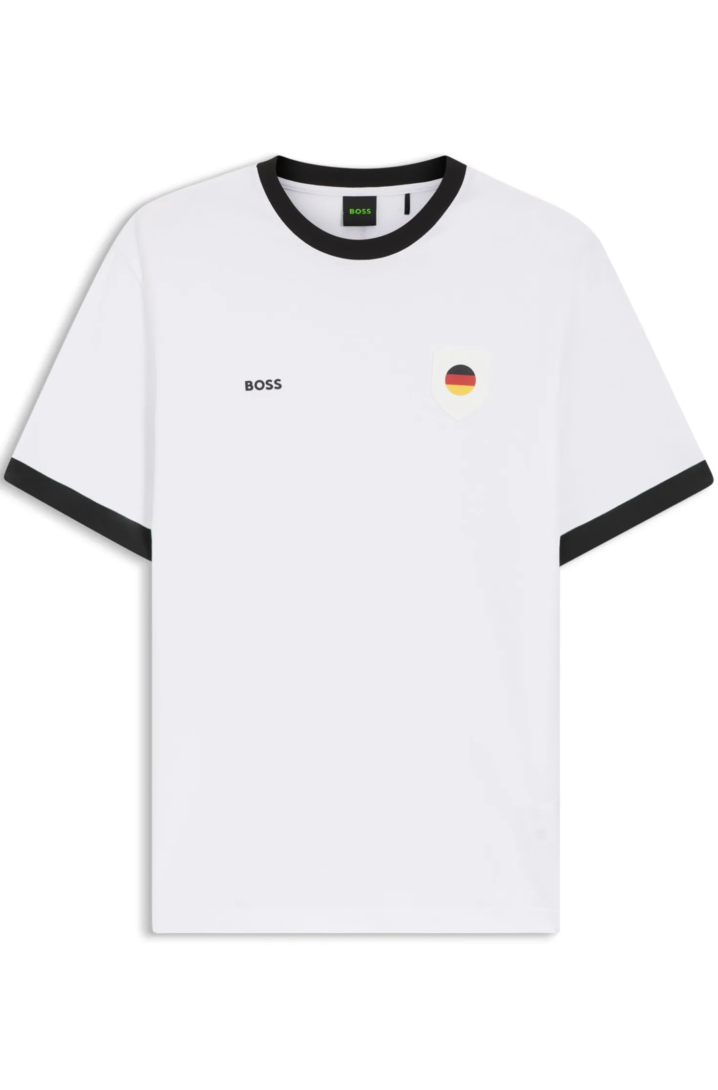 Stretch-cotton T-shirt with country flag and logo