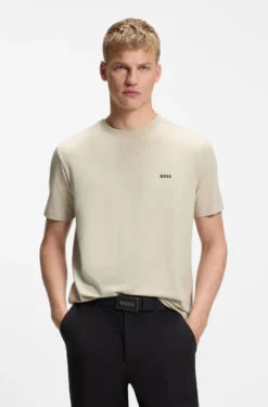 Stretch-cotton T-shirt with contrast logo