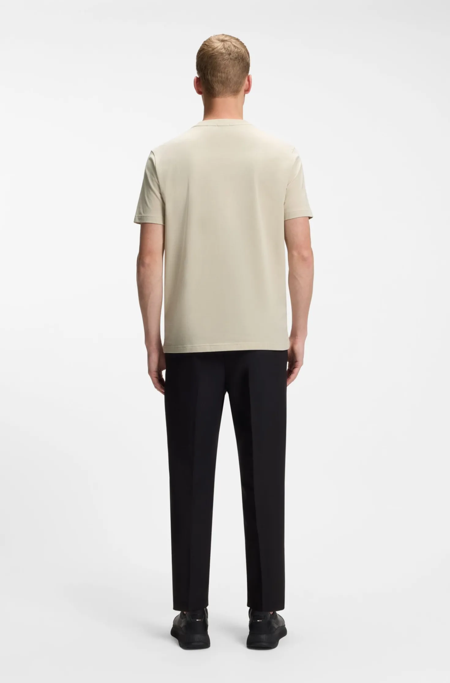 Stretch-cotton T-shirt with contrast logo