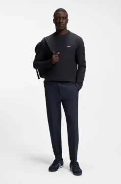 Stretch-cotton T-shirt with contrast logo