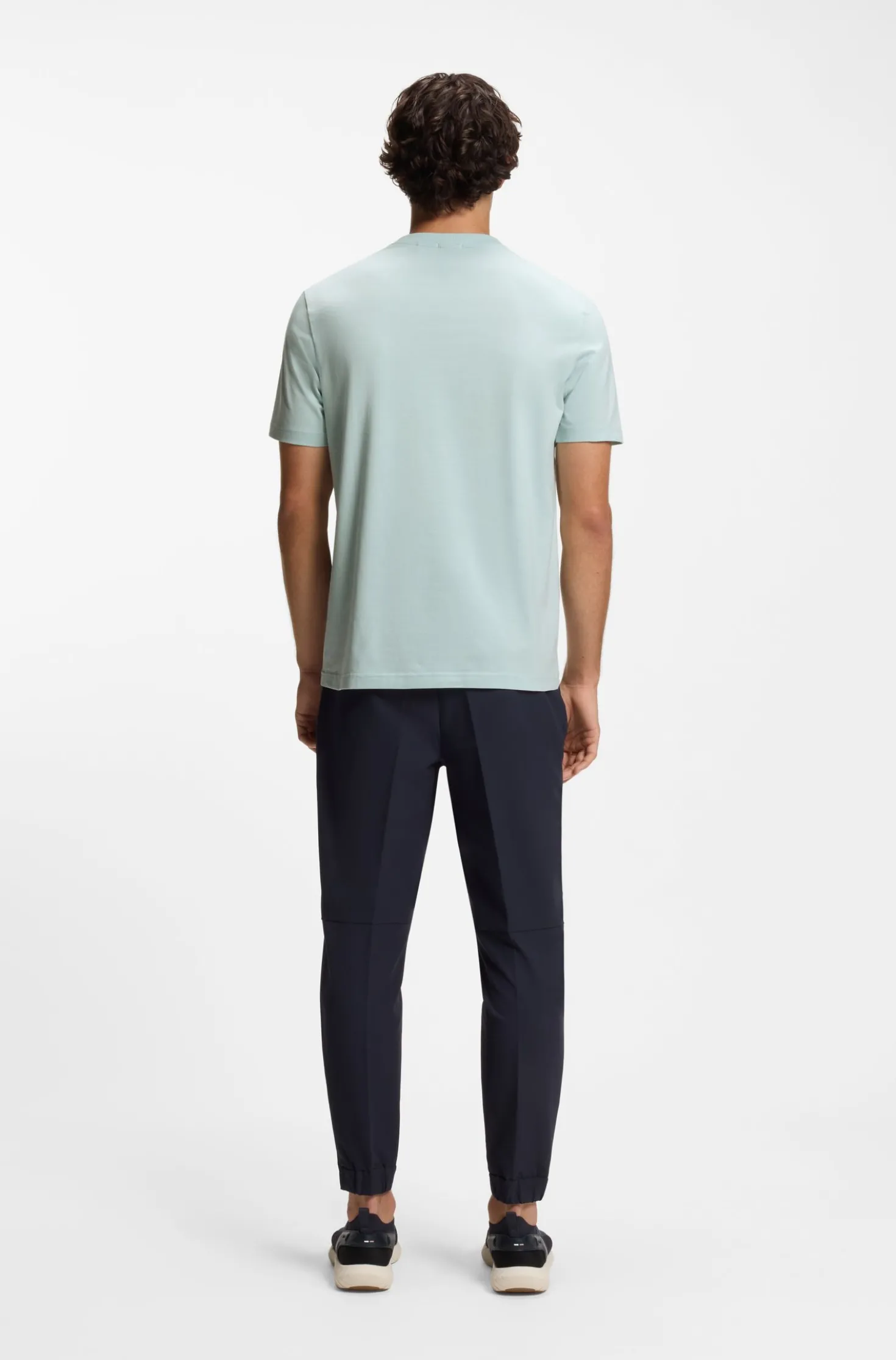 Stretch-cotton T-shirt with contrast logo
