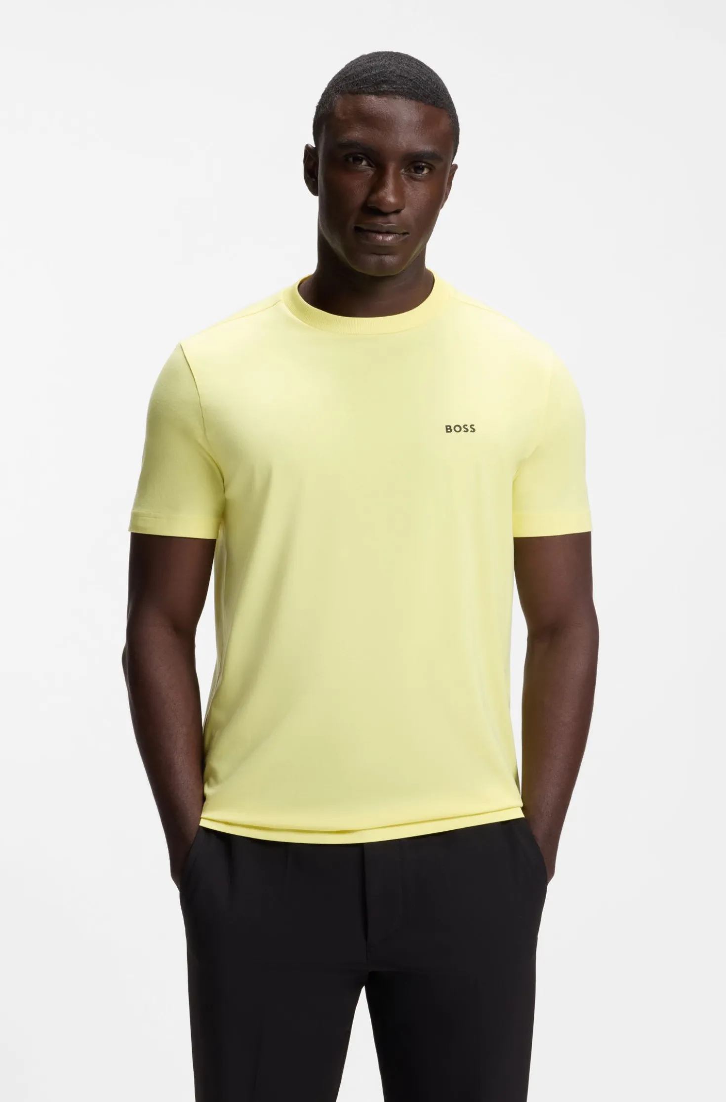 Stretch-cotton T-shirt with contrast logo