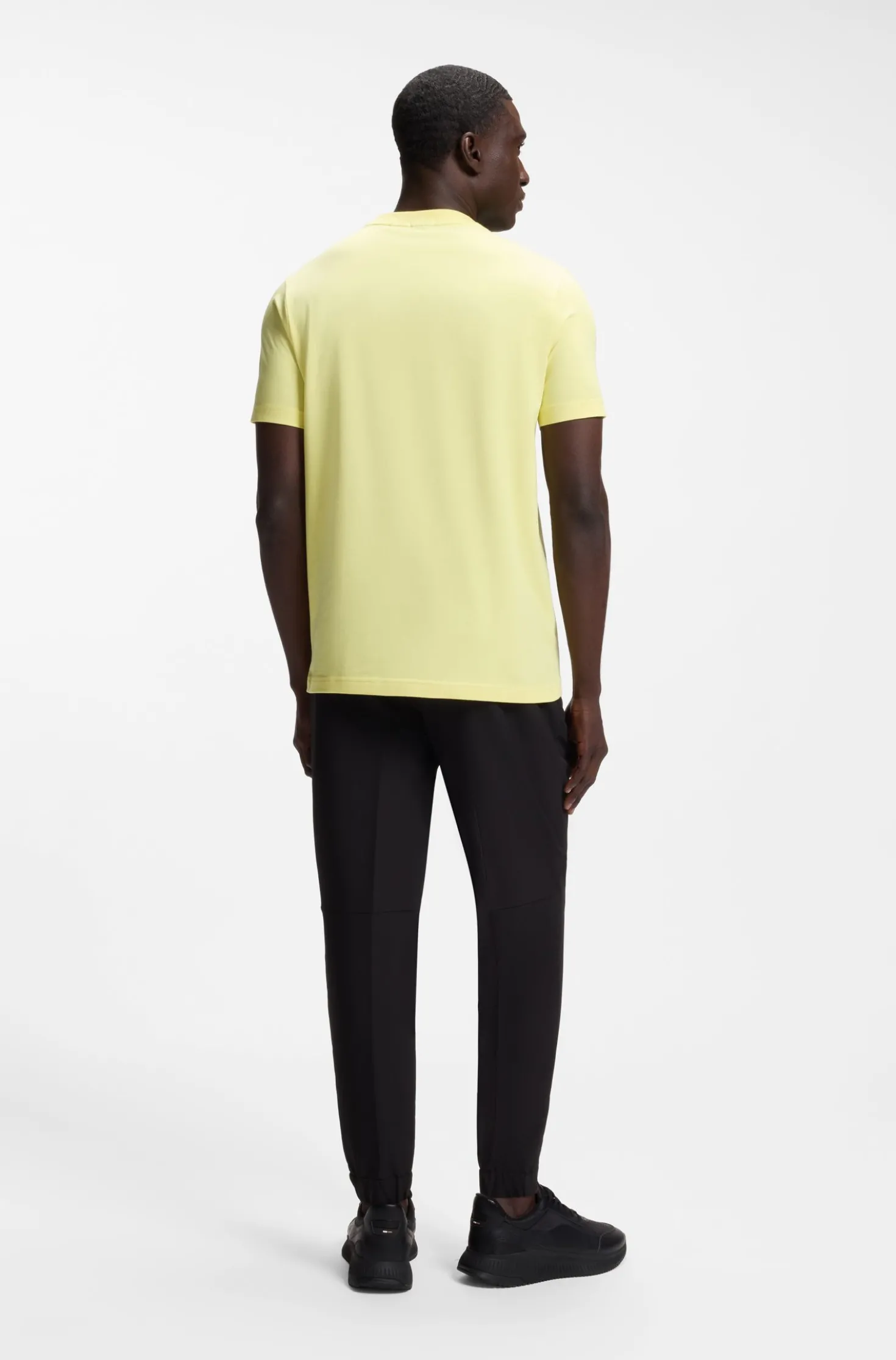 Stretch-cotton T-shirt with contrast logo
