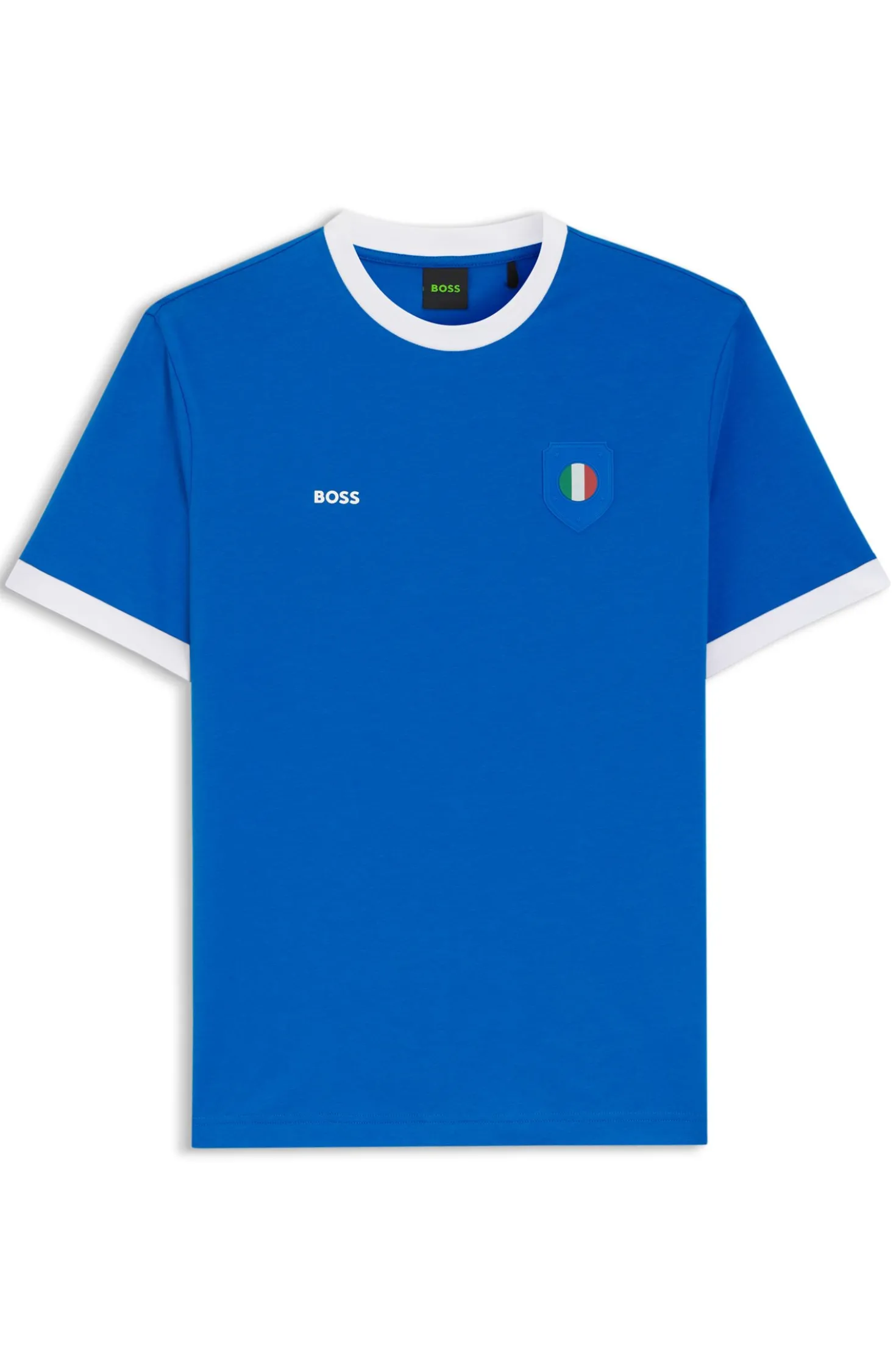 Stretch-cotton T-shirt with country flag and logo