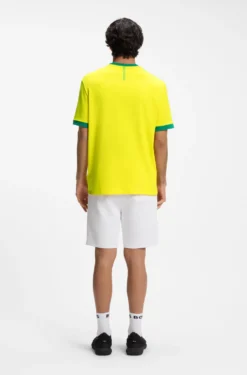 Stretch-cotton T-shirt with country flag and logo