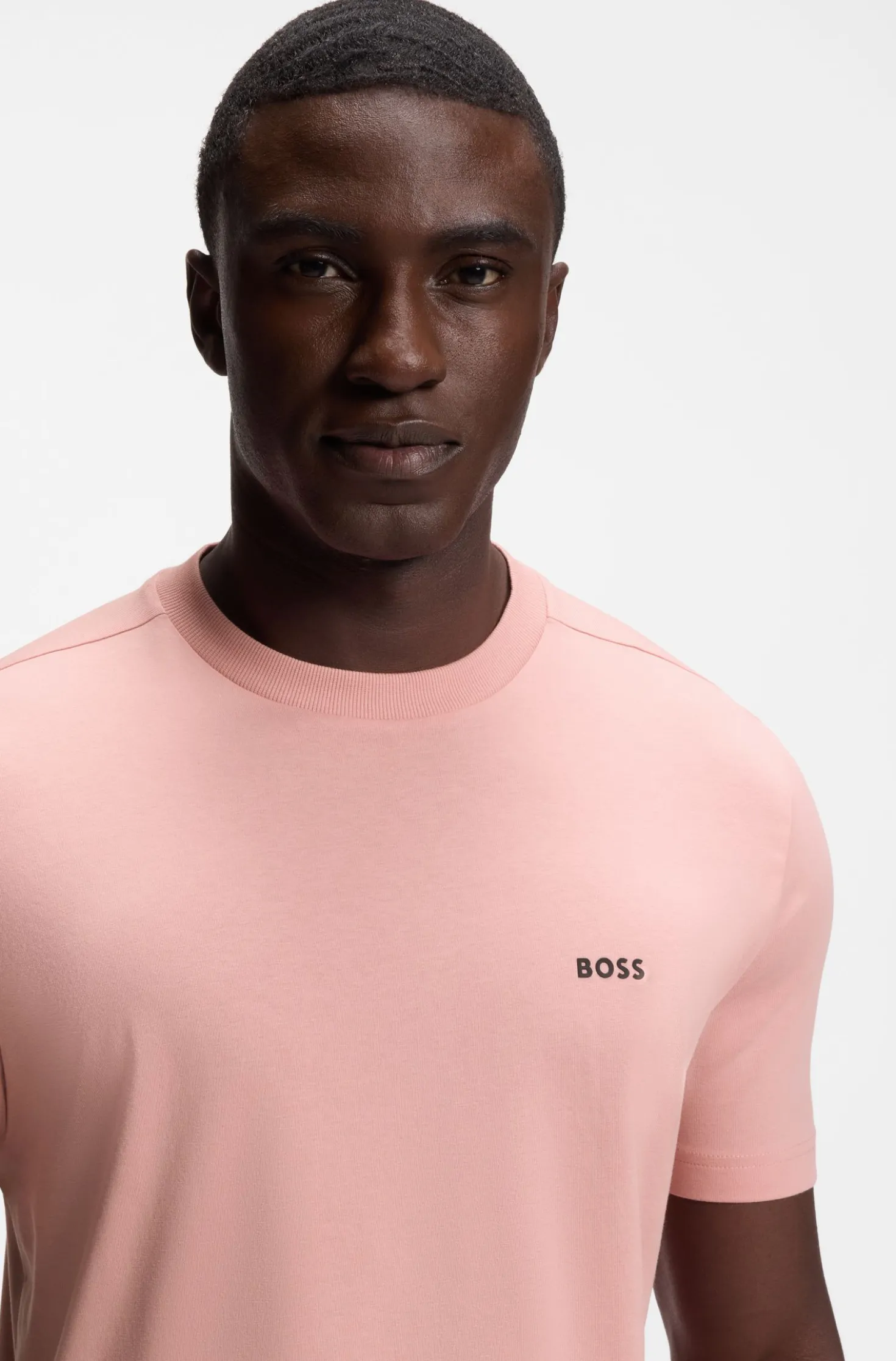 Stretch-cotton T-shirt with contrast logo