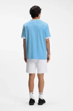 Stretch-cotton T-shirt with country flag and logo