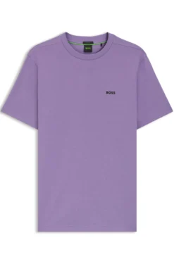 Stretch-cotton T-shirt with contrast logo