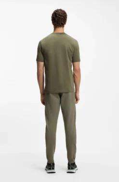 Stretch-cotton T-shirt with contrast logo