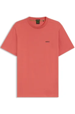 Stretch-cotton T-shirt with contrast logo