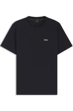 Stretch-cotton T-shirt with contrast logo