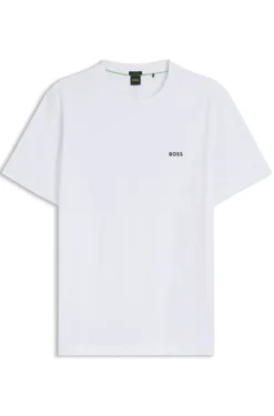 Stretch-cotton T-shirt with contrast logo