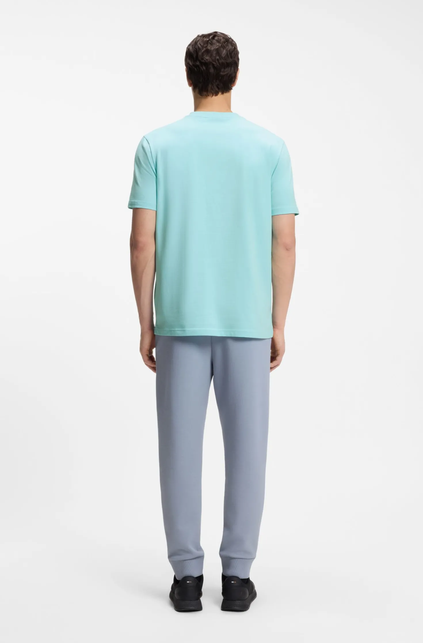 Stretch-cotton T-shirt with contrast logo