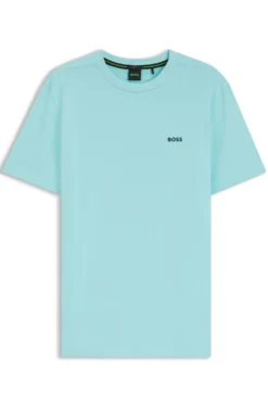 Stretch-cotton T-shirt with contrast logo