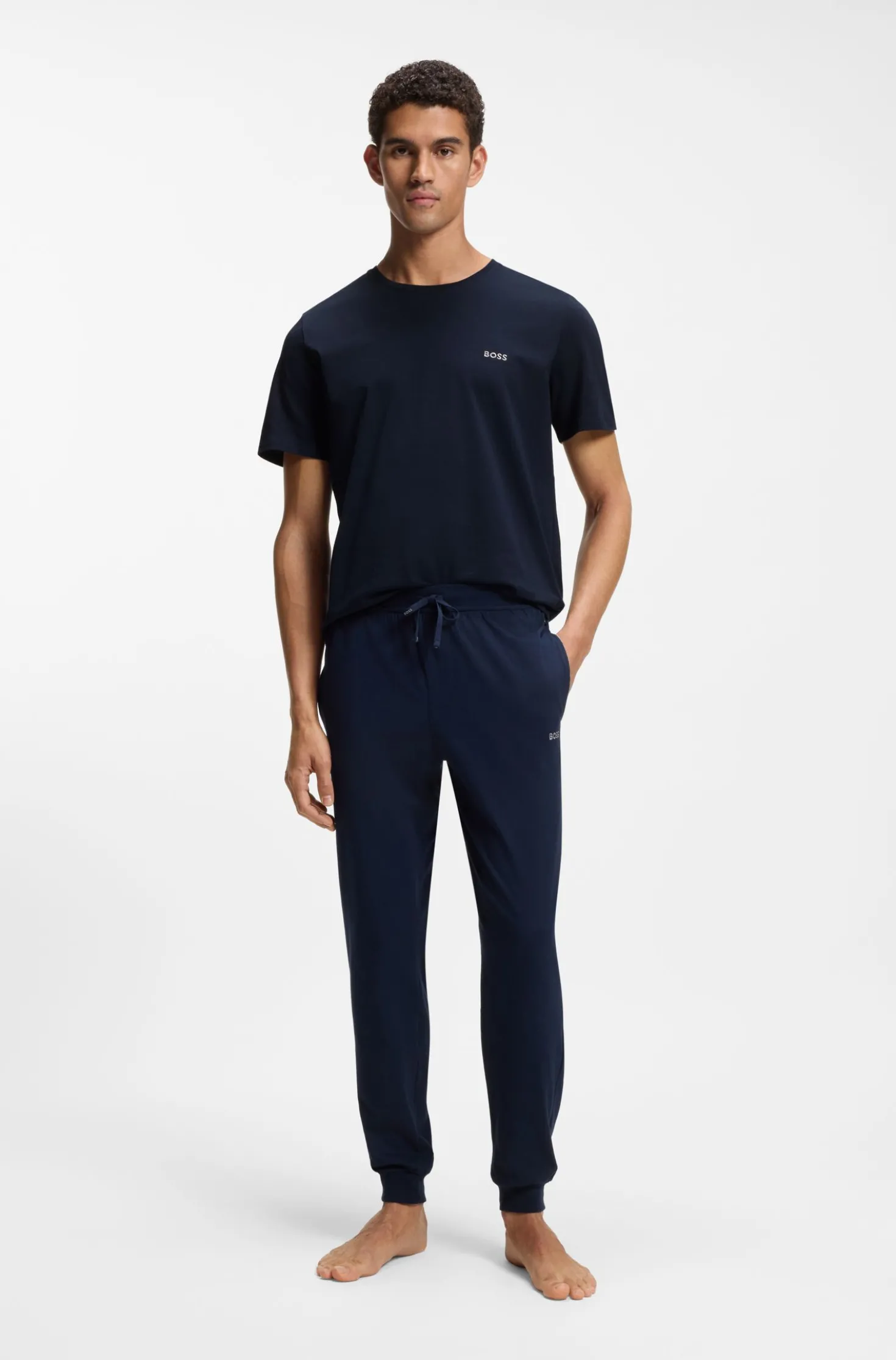 Stretch-cotton T-shirt with embroidered logo