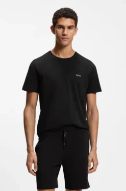Stretch-cotton T-shirt with embroidered logo
