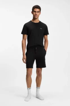 Stretch-cotton T-shirt with embroidered logo