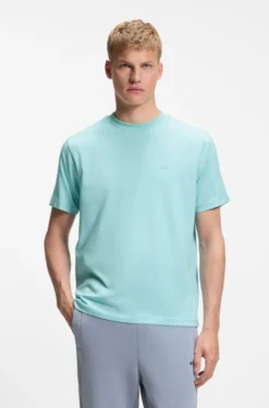Stretch-cotton T-shirt with jacquard tape