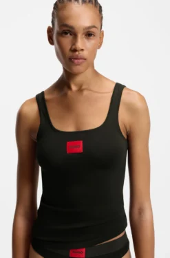 Stretch-cotton underwear vest with red logo