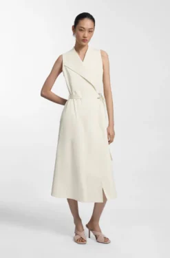 Stretch-cotton wrap dress with adjustable belt