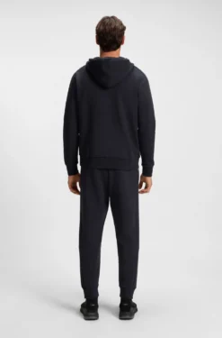 Stretch-cotton zip-up hoodie with stripe insert