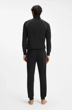 Stretch-cotton zip-up jacket with embroidered logo