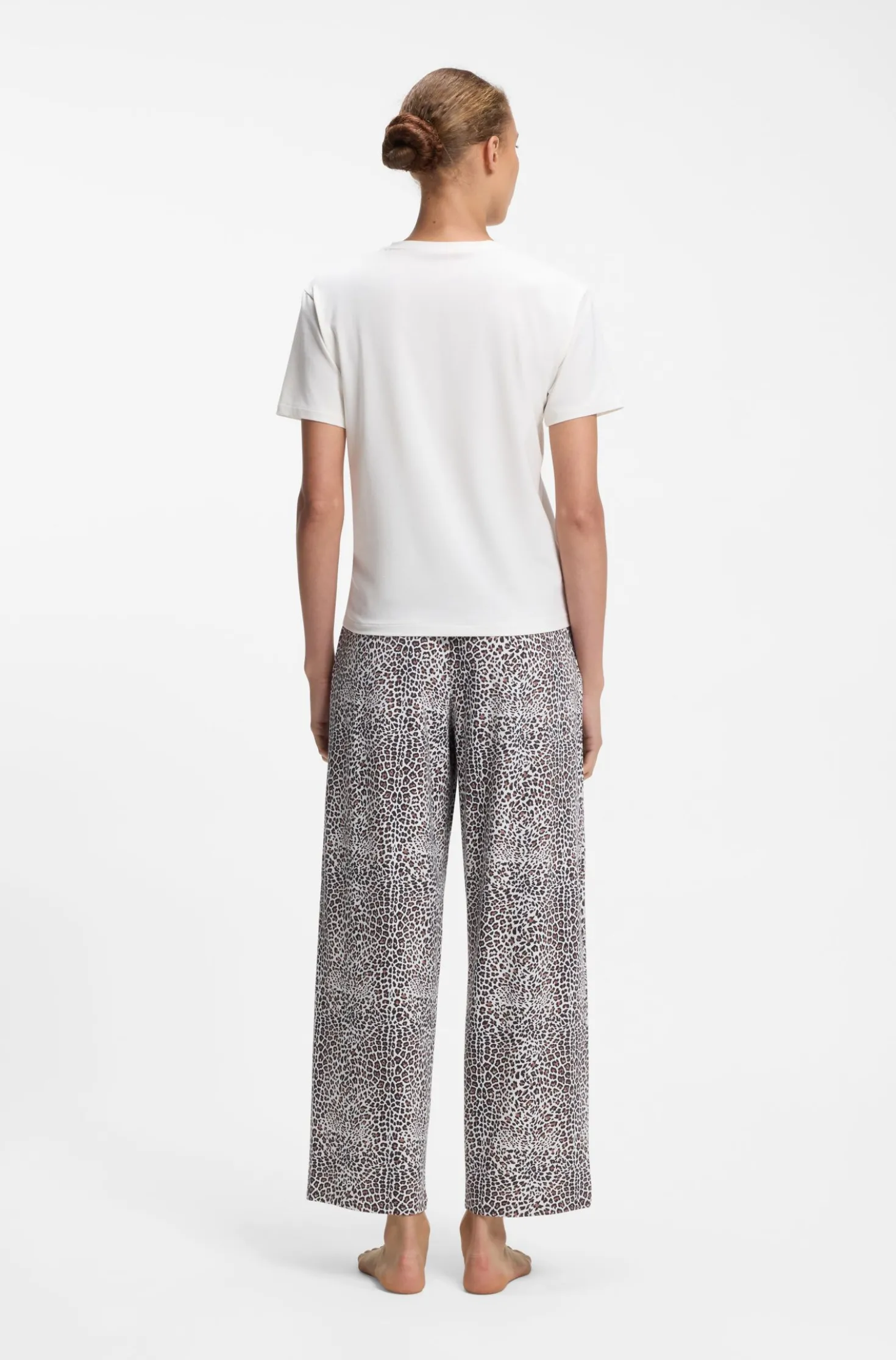 Stretch-jersey pyjama T-shirt with logo print