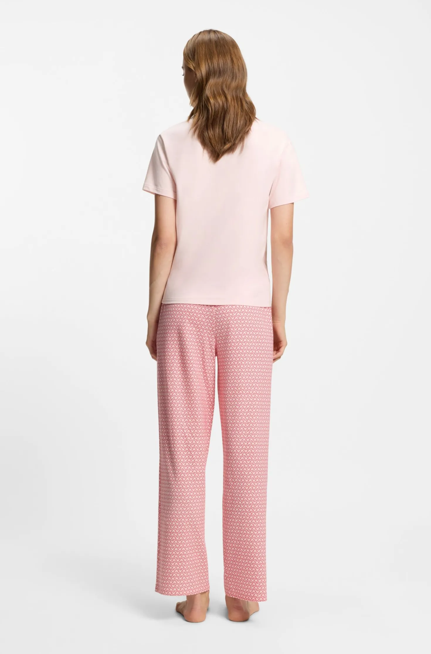 Stretch-jersey pyjama T-shirt with logo print
