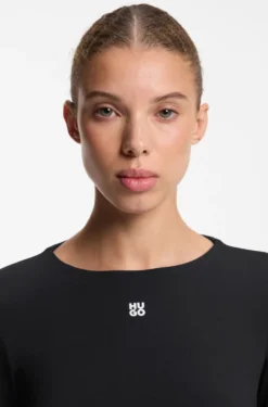 Stretch-jersey top with stacked-logo print