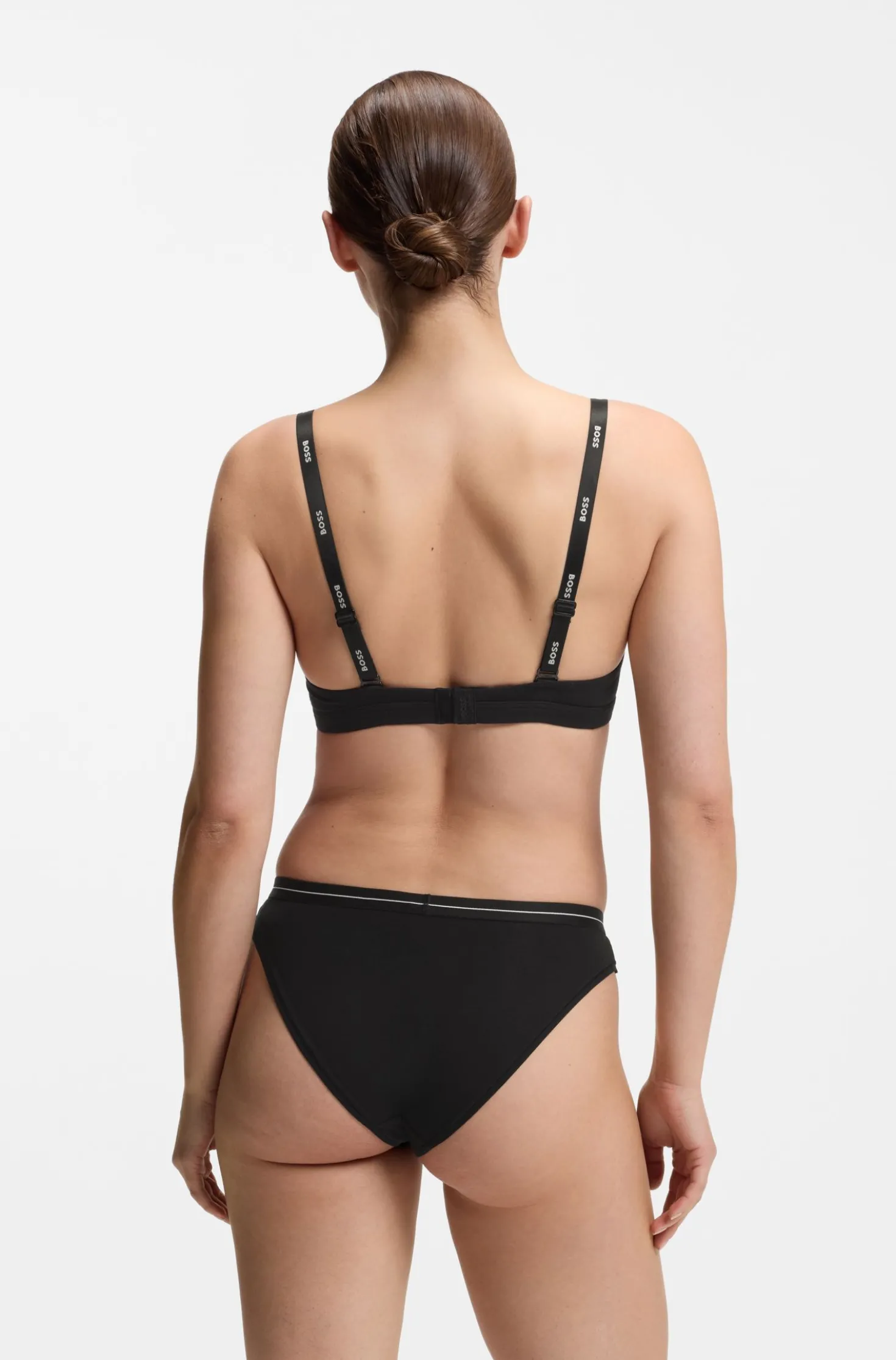 Stretch-jersey triangle bra with logo straps