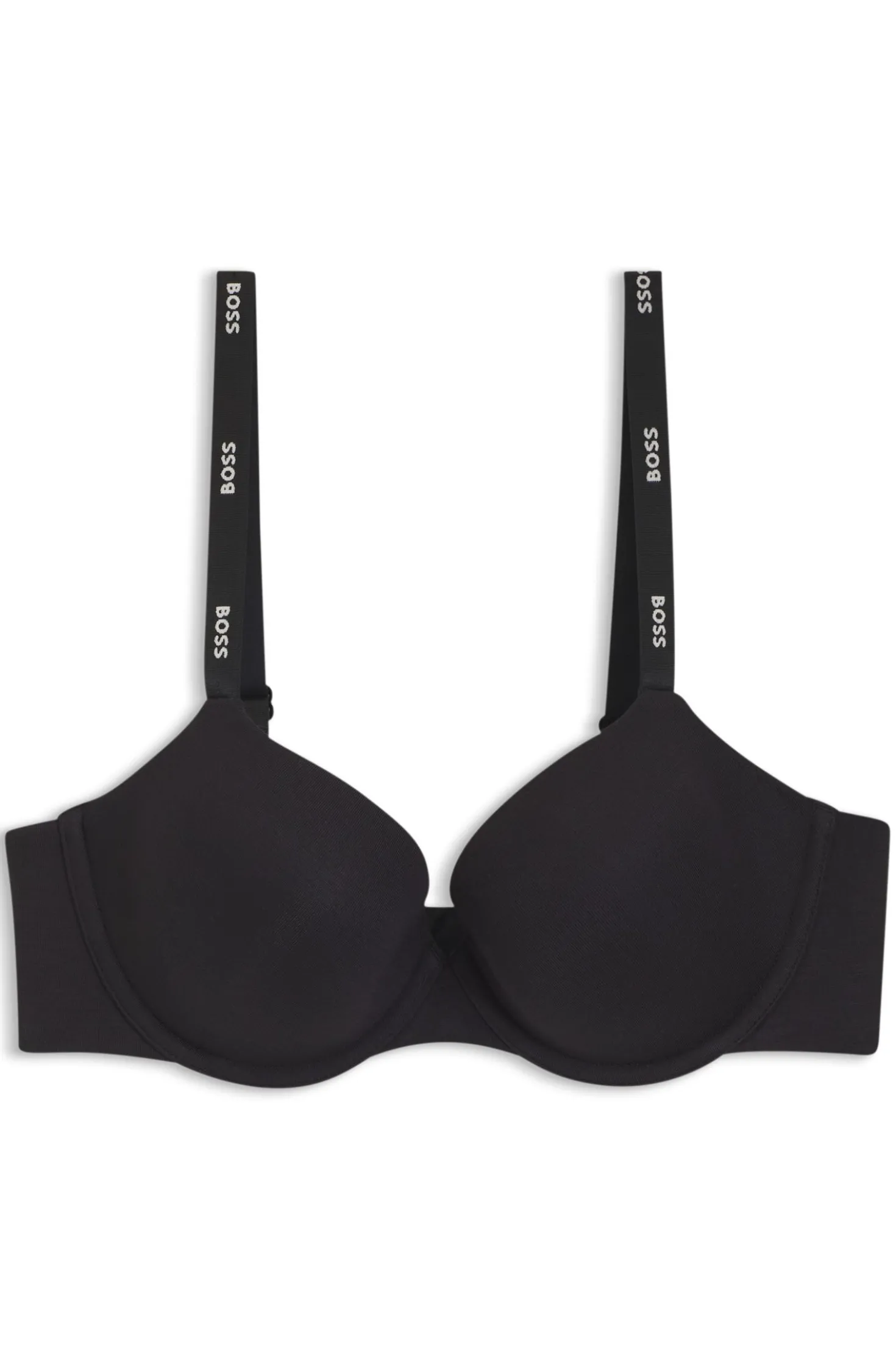 Stretch-jersey underwire bra with logo straps